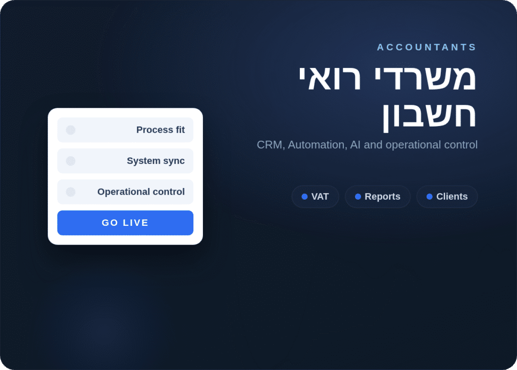משרדי רואי חשבון — CRM, אוטומציה וסוכני AI של Optimate