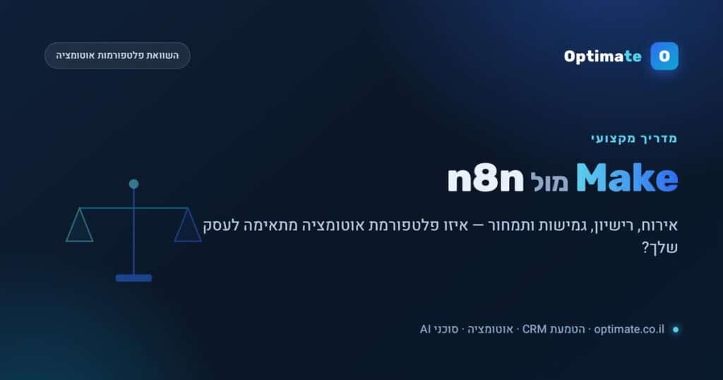 Make מול n8n — השוואת פלטפורמות אוטומציה